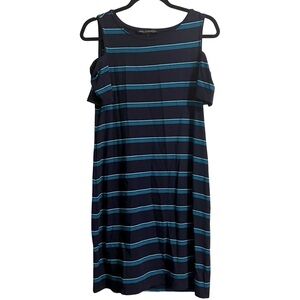 White House Black Market Navy Stripped Cold Shoulder Bodycon Dress Size Small
